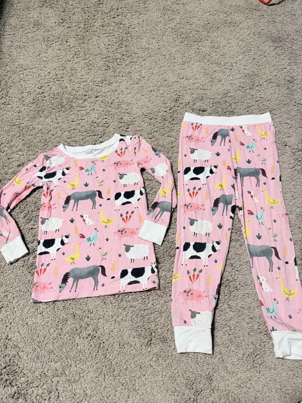 Little Sleepies Pink Farm Animal Pajama Set
